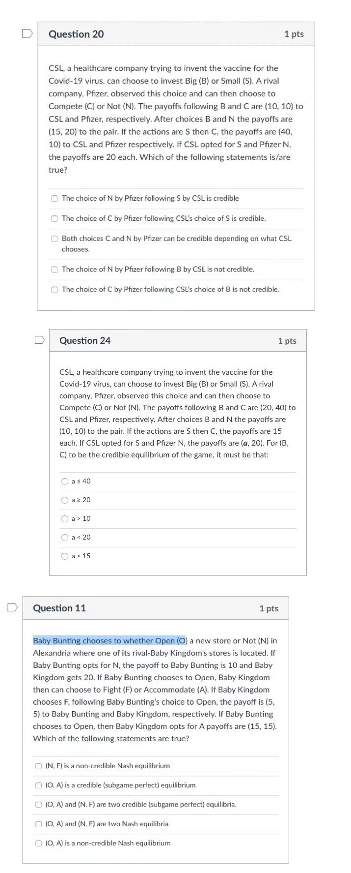 discount (D) a product or not (N). The payoffs are as follows.