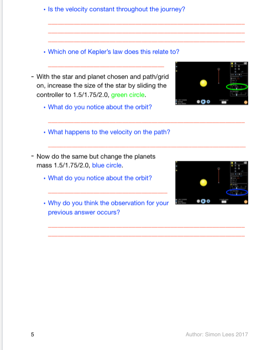 Kepler's Laws and Orbital Motion using the "Gravity and Orbits" PhET simulation.