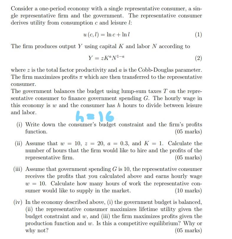u= 2e+ where u is the utility level. Note that leisure and