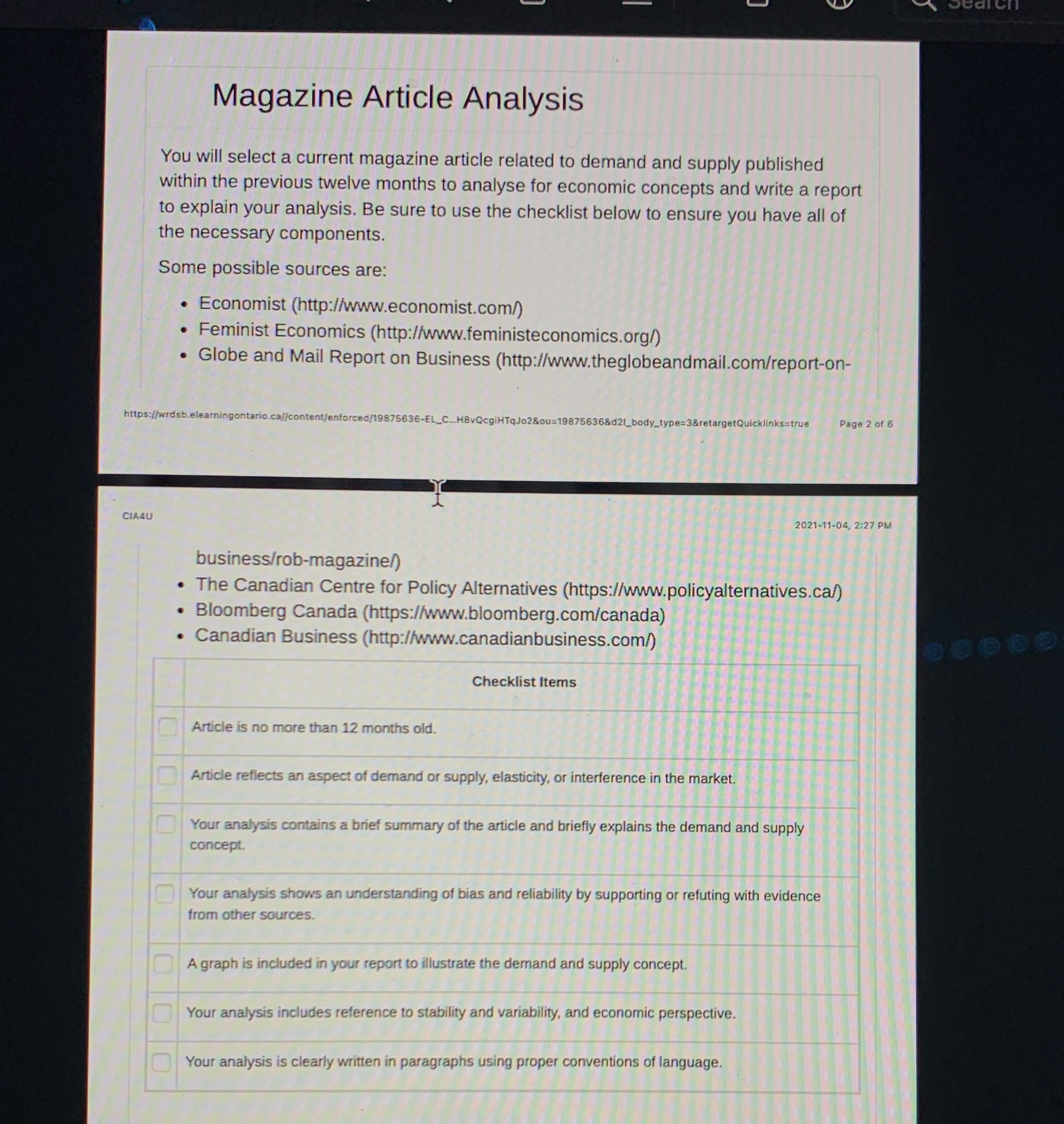 Can someone please write a report and do everything under the checklist