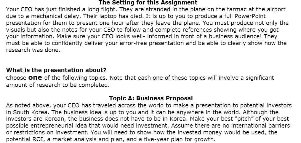  The Setting for this Assignment Your CEO has just nished a