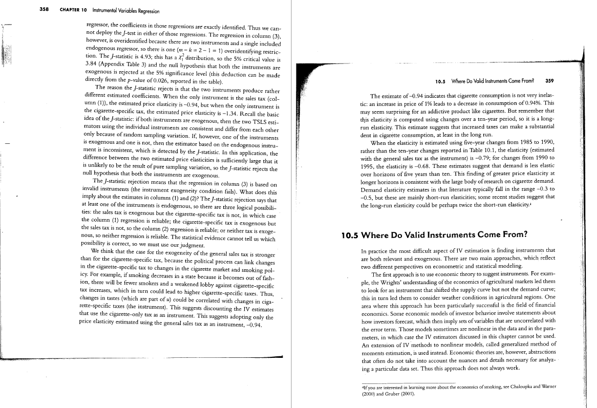 10.6 10.4 Application to the Demand for Cigarettes 355 where e, is