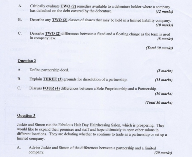 A. Critically evaluate TWO (2) remedies available to a debenture holder