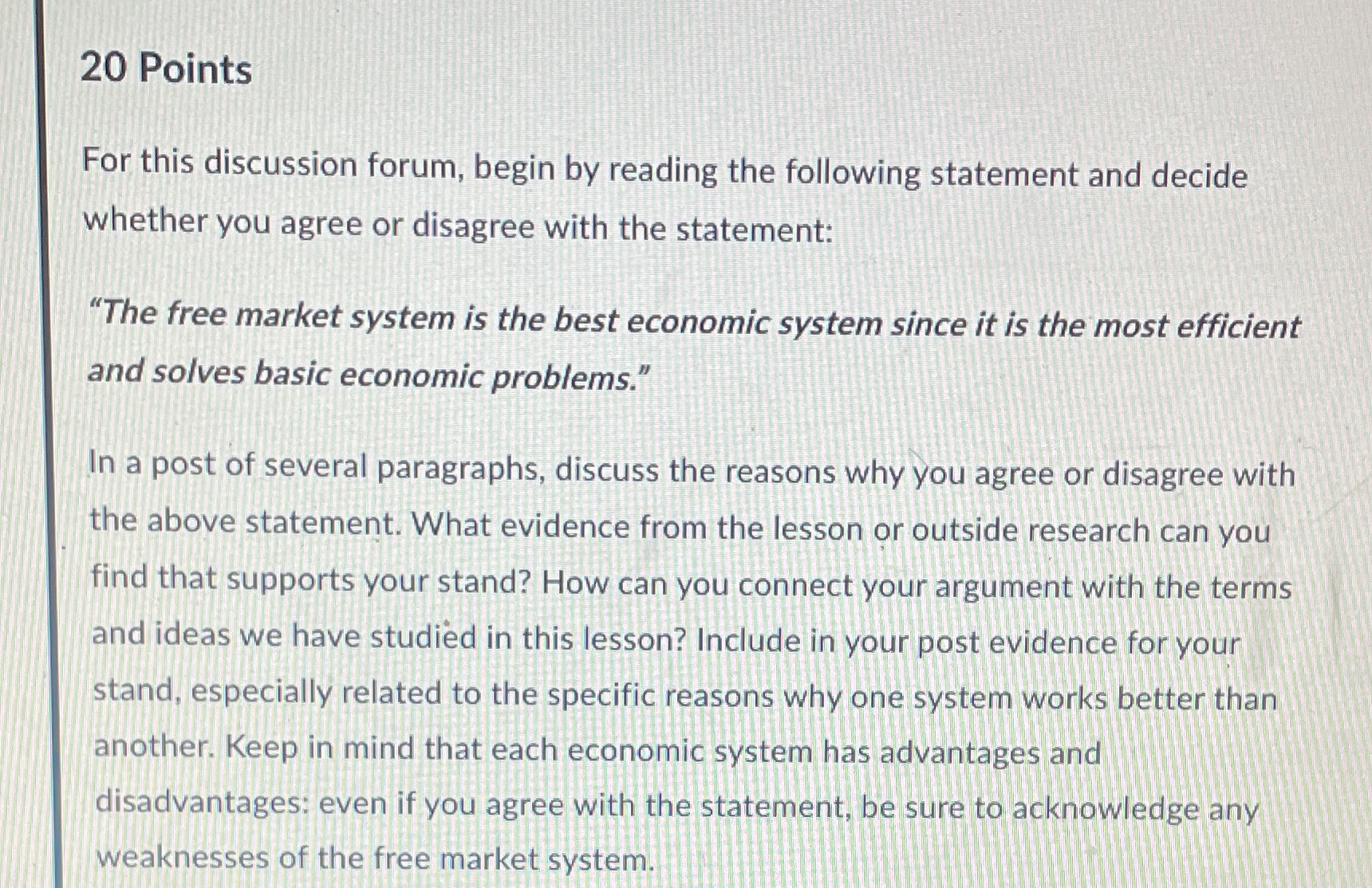 help me please 20 Points For this discussion forum, begin by reading