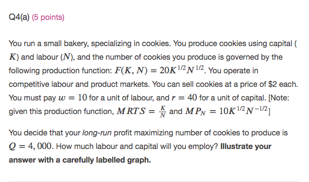 {Ii-4(a) {5 points) You an a small bakery, specializing in cookies.