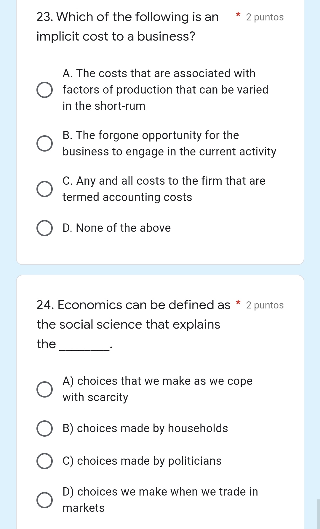 puntos two months, you have studied economics one hour a day. You