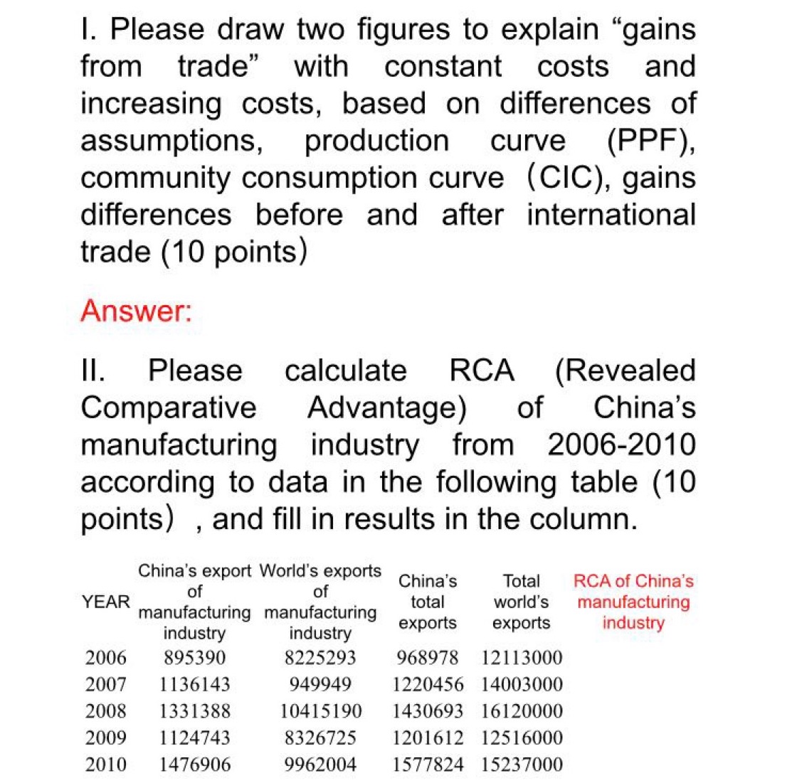 I. Please draw two gures to explain \"gains from trade" with