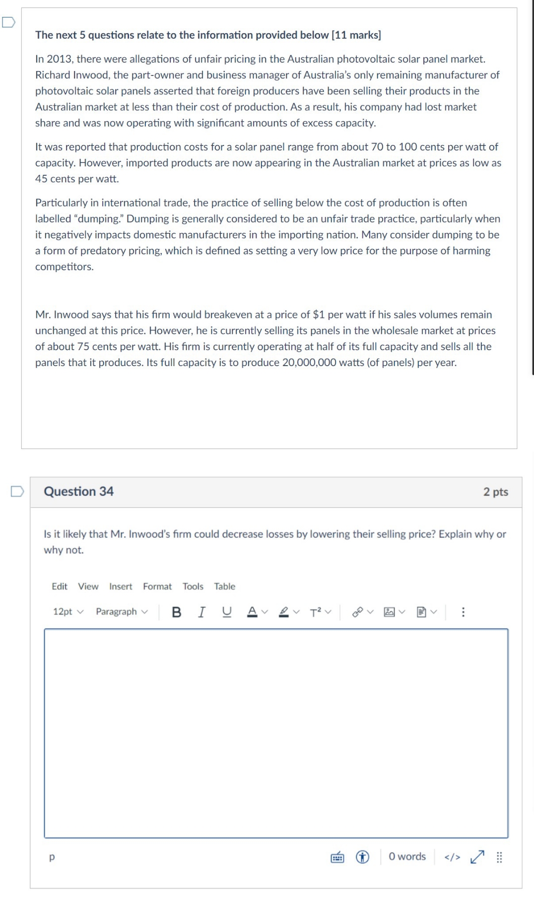 please answer The next 5 questions relate to the information provided below
