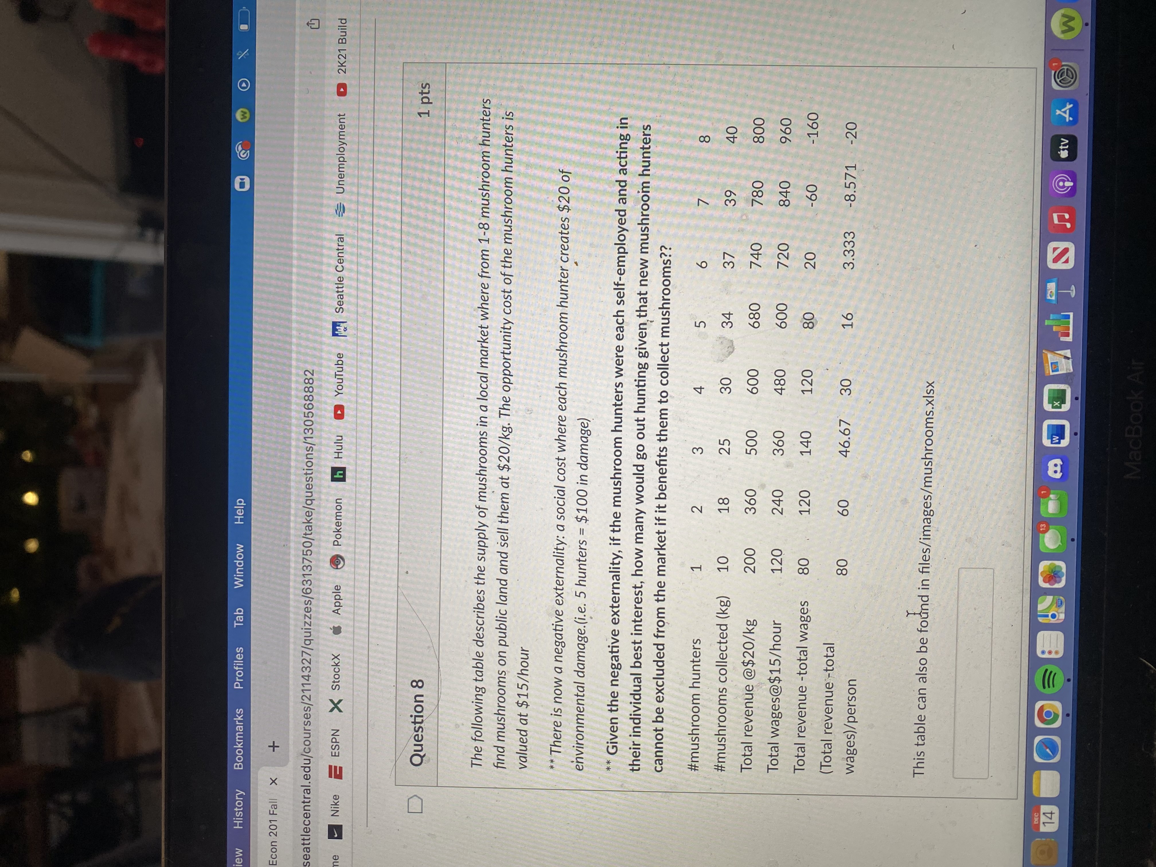 Fall X + seattlecentral.edu/courses/2114327/quizzes/6313750/take/questions/130568881 Nike ESPN X Stockx Apple Pokemon h Hulu