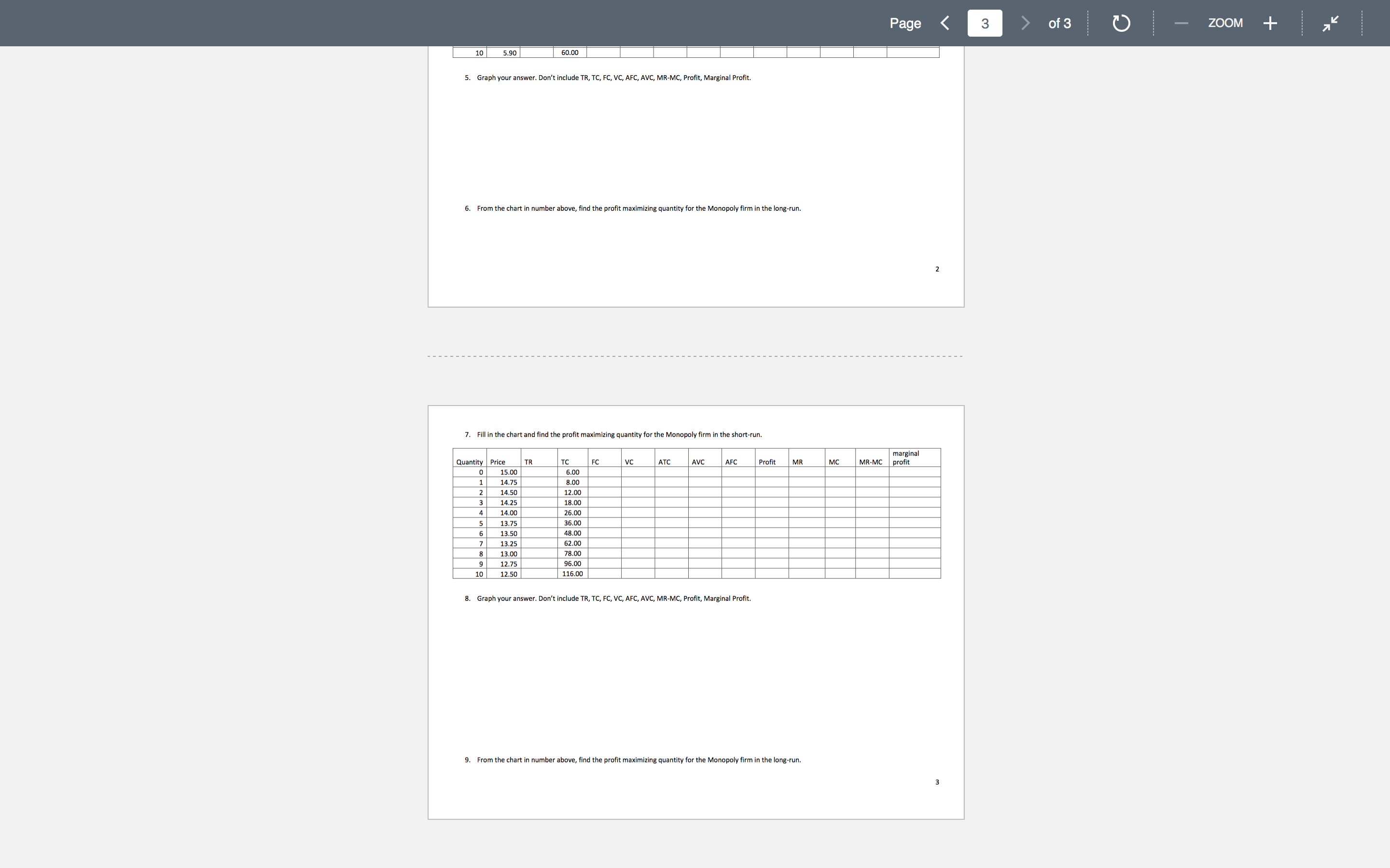 Homework Microeconomics Monopoly for the Mono I firm in the short-run. also