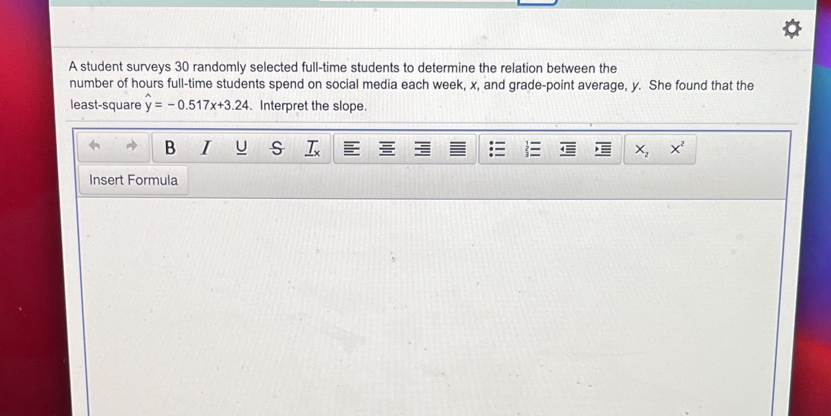 A student surveys 30 randomly selected full-time students to determine the