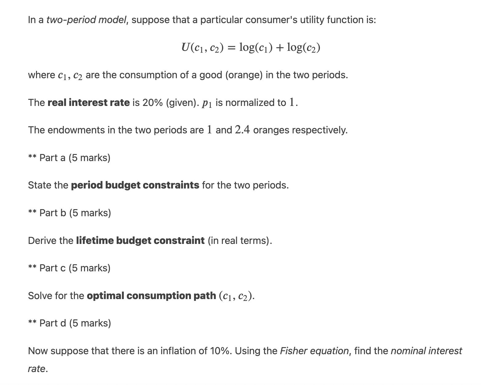 Please help with this question. Thank you. In a two-period model, suppose