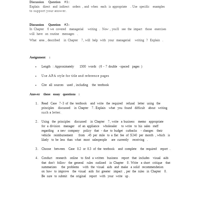  Discussion Question #1: Explain direct and indirect orders , and when