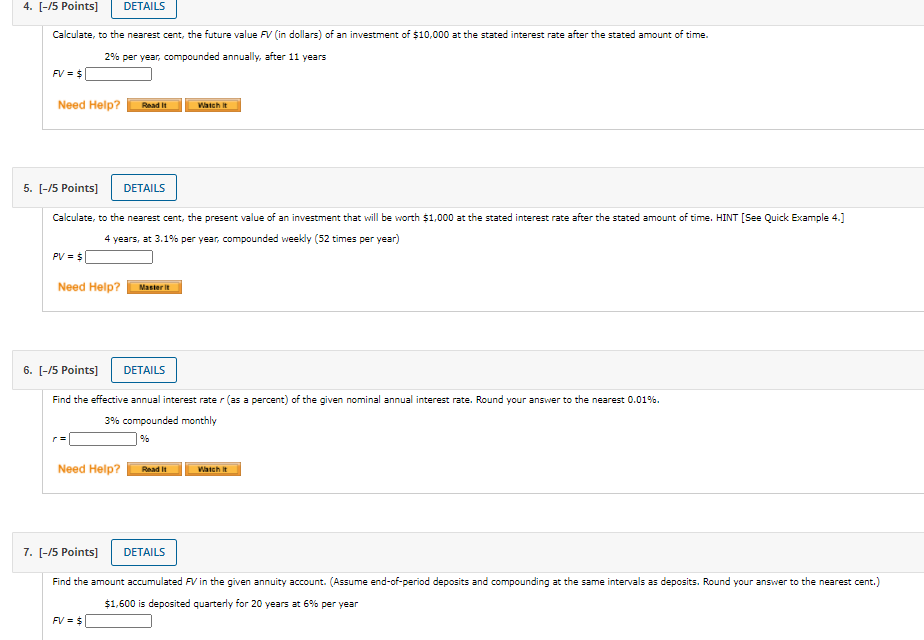 specified length of time and the future value FV at the end
