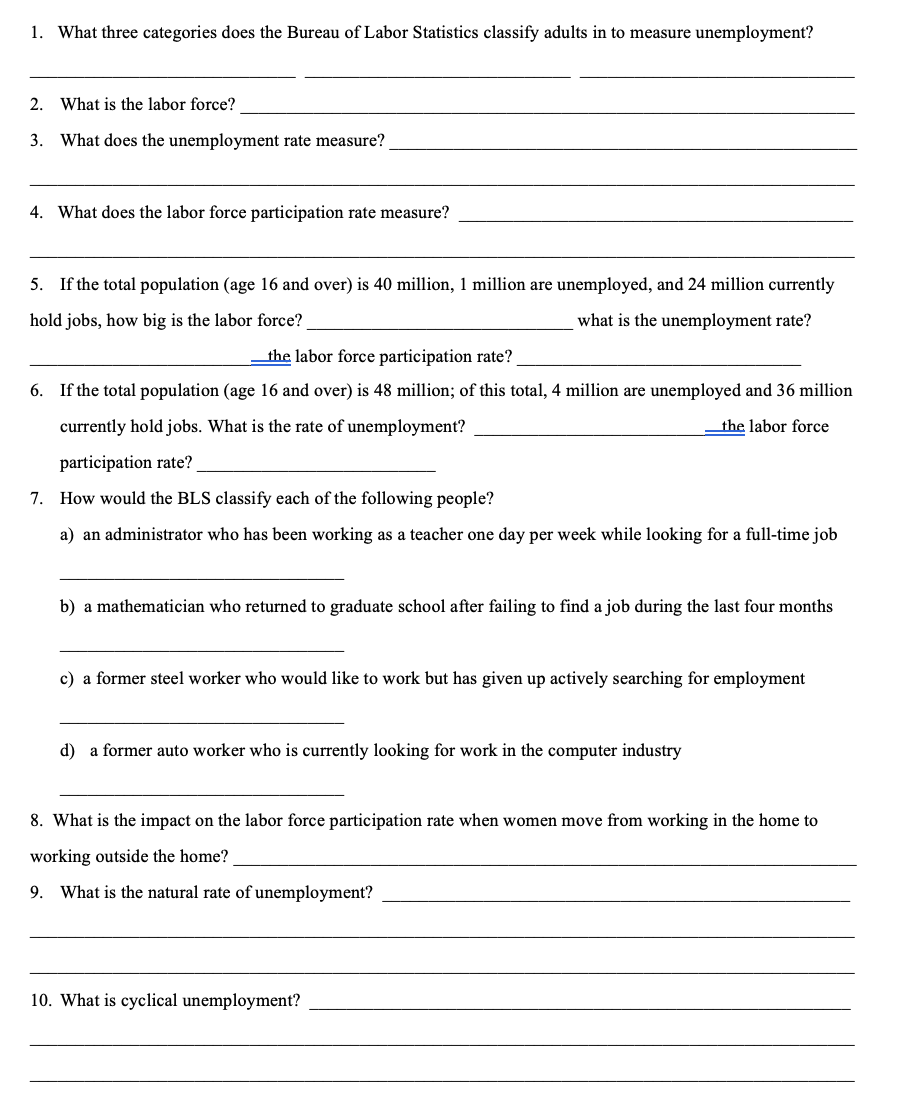 Please help me with these 1. What three categories does the Bureau