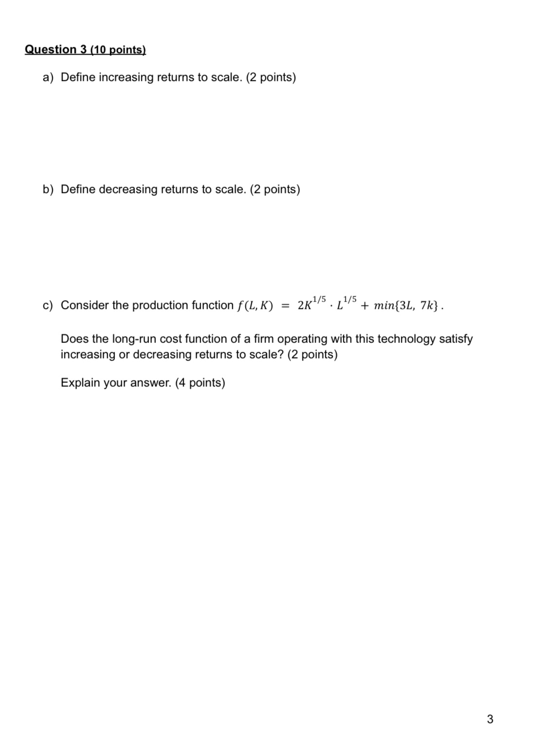  Q 1. 3i!!! 'IJ a) Define increasing returns to scale. (2