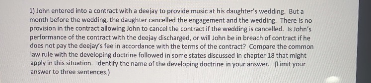  1) John entered into a contract with a deejay to provide