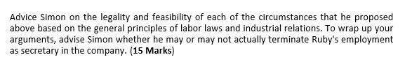 Park Lane Son. Bhd. Five years ago, he employed one lady, Ruby,