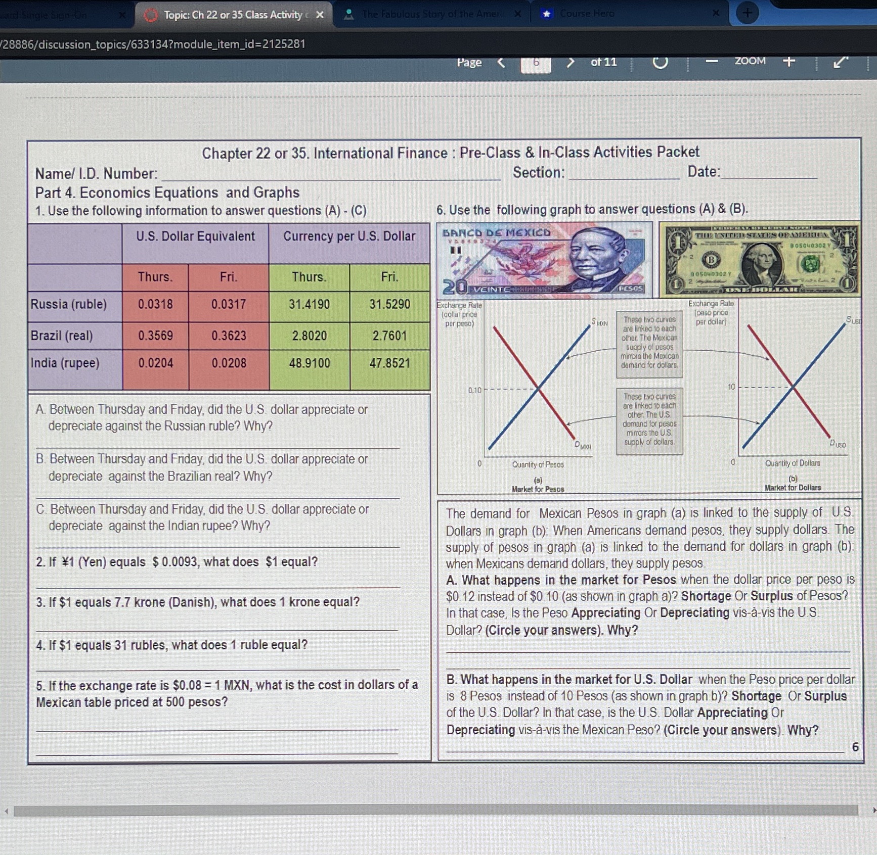 Topic: Ch 22 or 35 Class Activity ( X The Fabulous