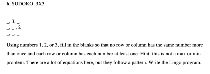 (Don't copy the answer) 6. SUDOKO 3X3 -,3, 2 Using numbers 1,
