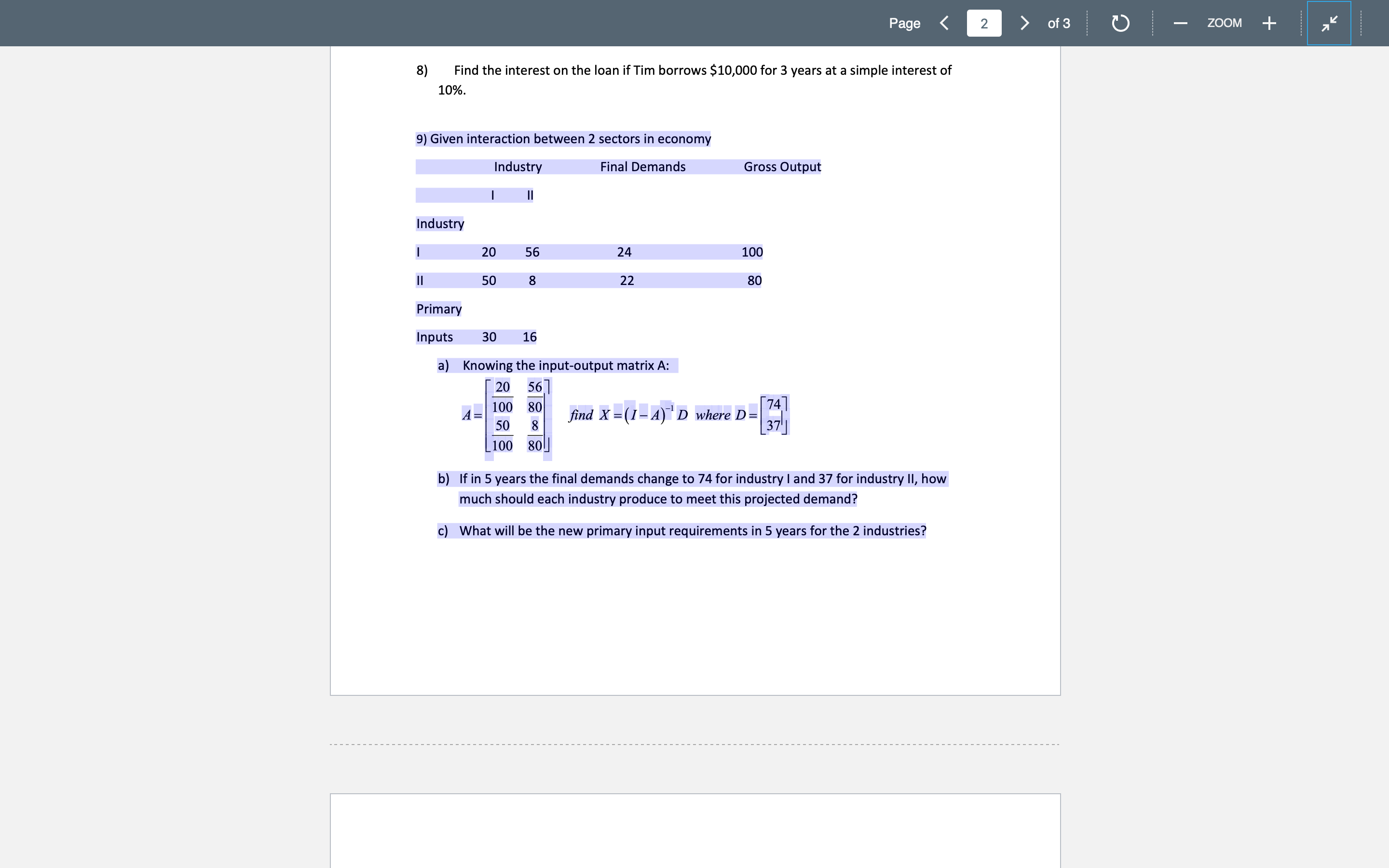 Question 9 I highlighted the question that is giving me trouble can