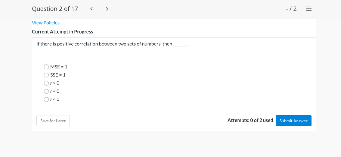 of 17 > - 13 View Policies Current Attempt in Progress A