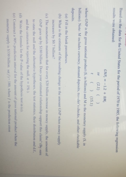 States for the period of 1970 to 1985, the following regression results
