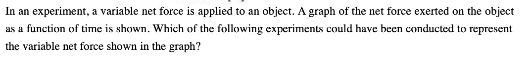  In an experiment, a variable net force is applied to an