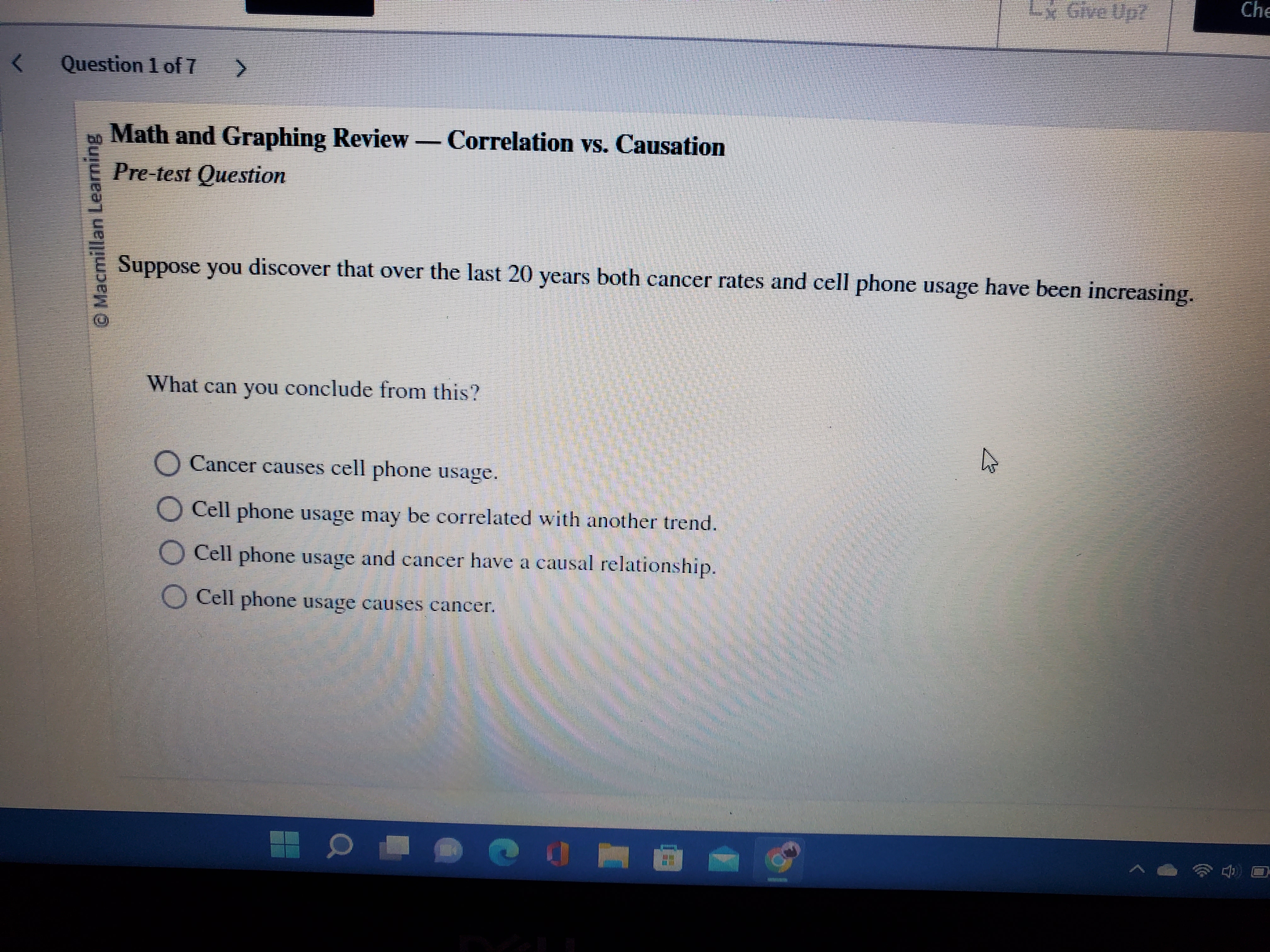  Ch Math and Graphing Review - Correlation vs. Causation Post-test Question