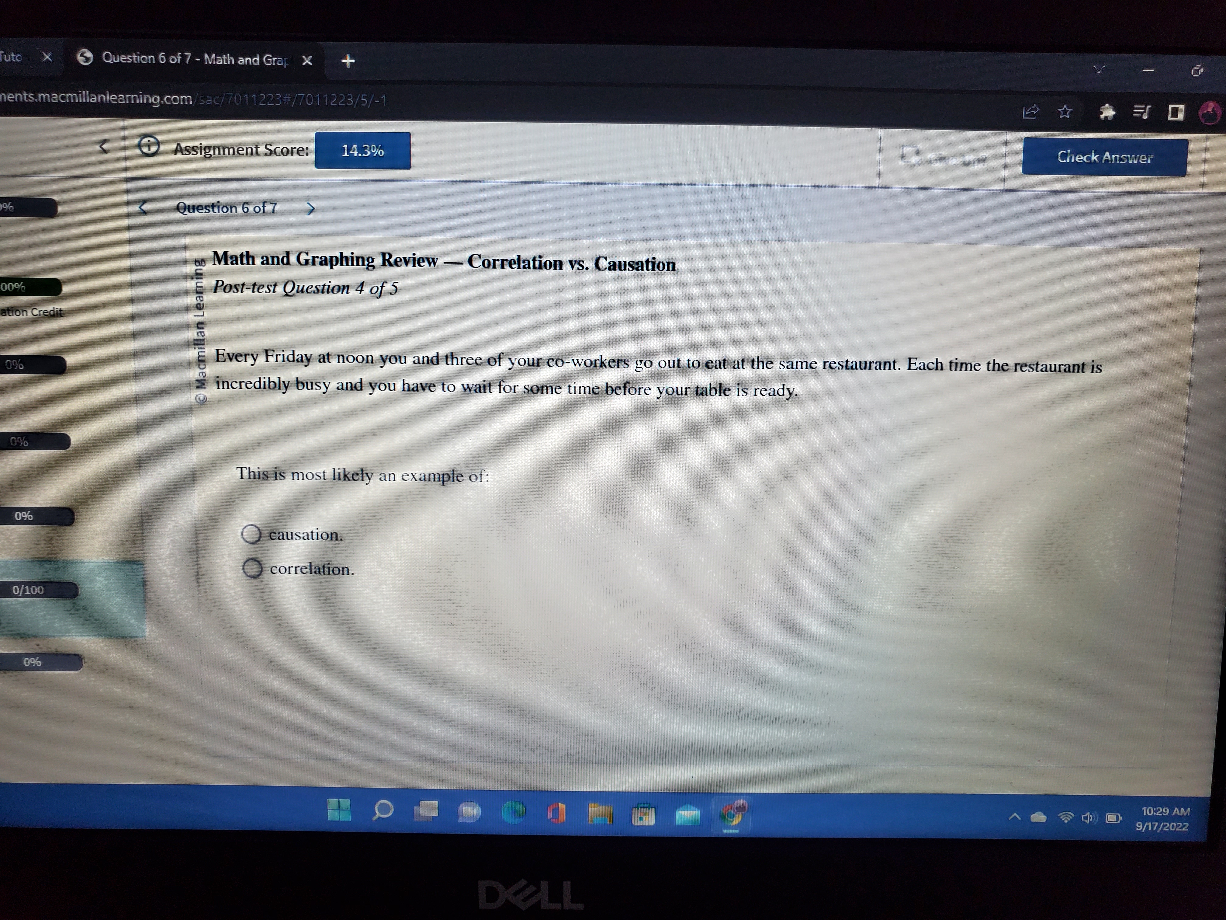 O correlation. 10:28 AMTuto X 5 Question 6 of 7 - Math