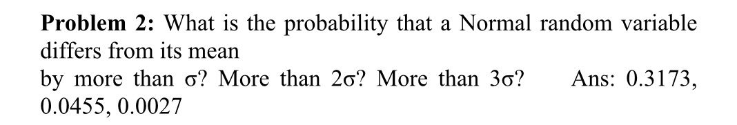Problem 2: What is the probability that a Normal random variable