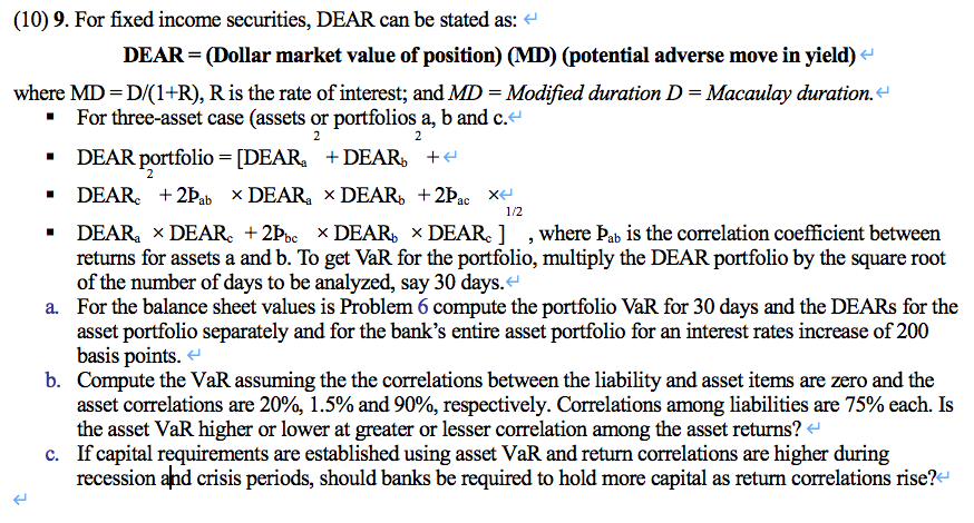 2 2 1/2 (10) 9. For fixed income securities, DEAR can