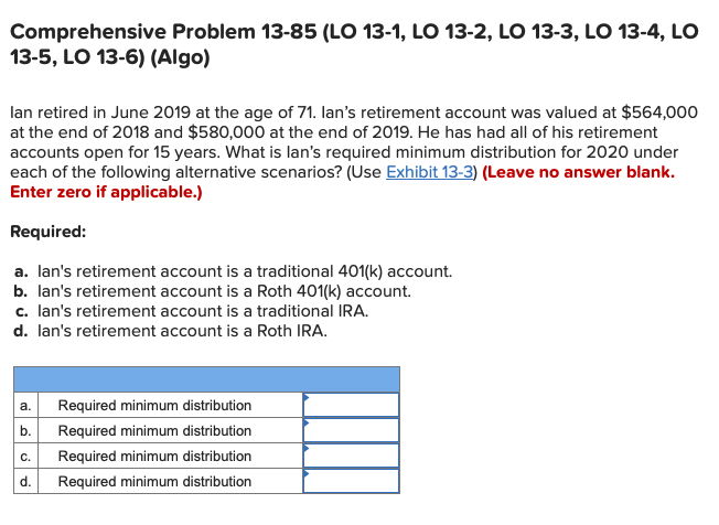  Comprehensive Problem 13-85 (LO 13-1, LO 13-2, LO 13-3, LO 13-4,