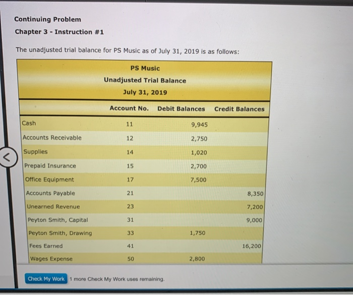  what are the post. Ref. #2. Continuing Problem Chapter 3 -