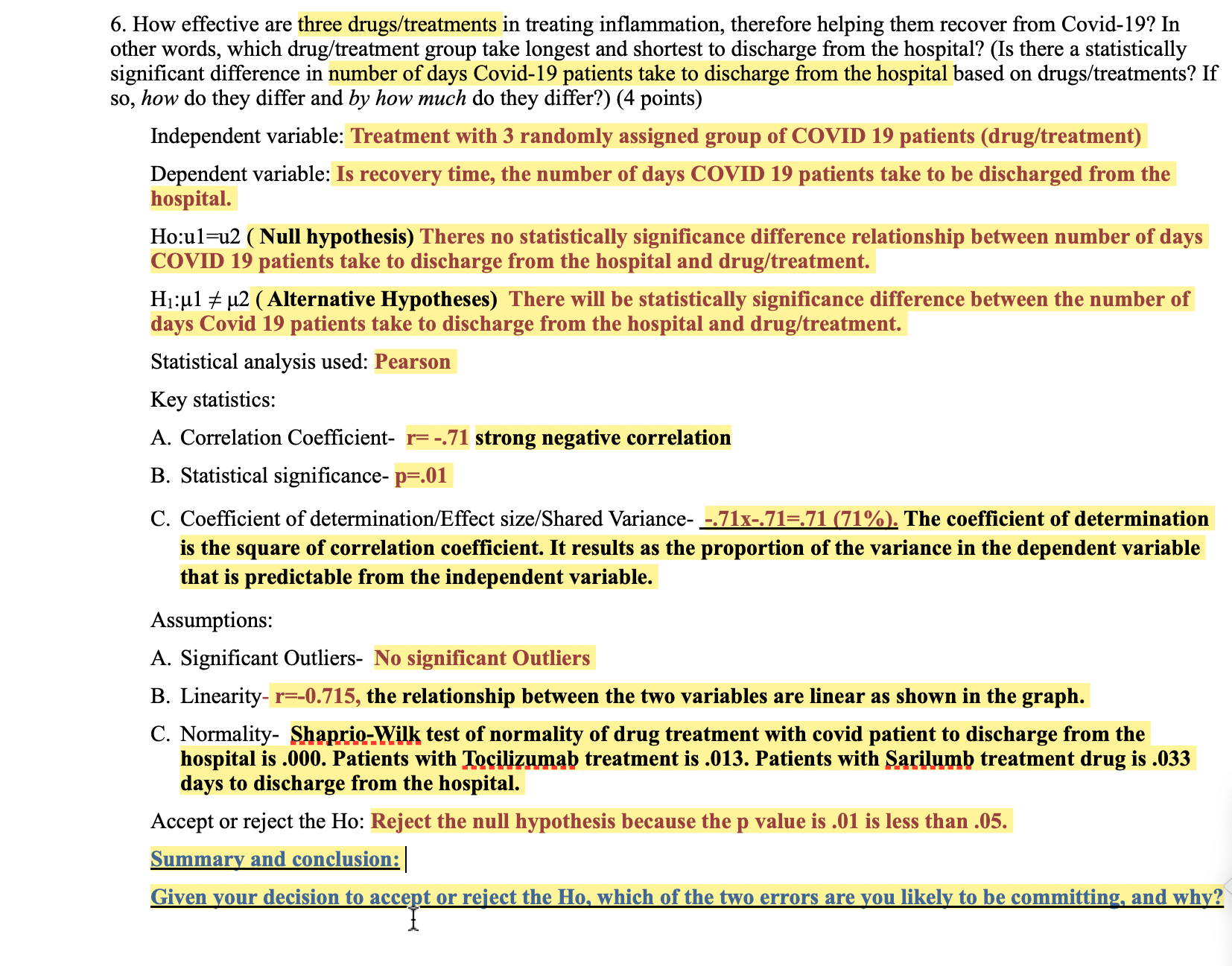 Please answer the summary and conclusion as well as given your decision