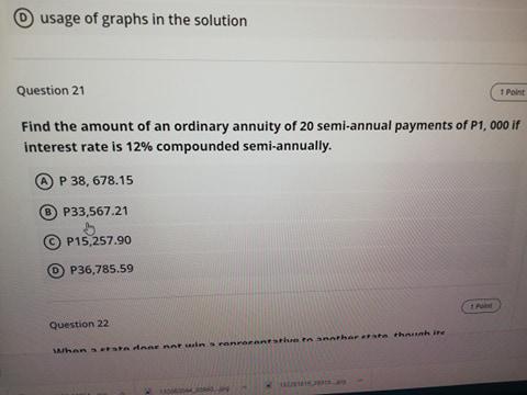 usage of graphs in the solution Question 21 Point Find the