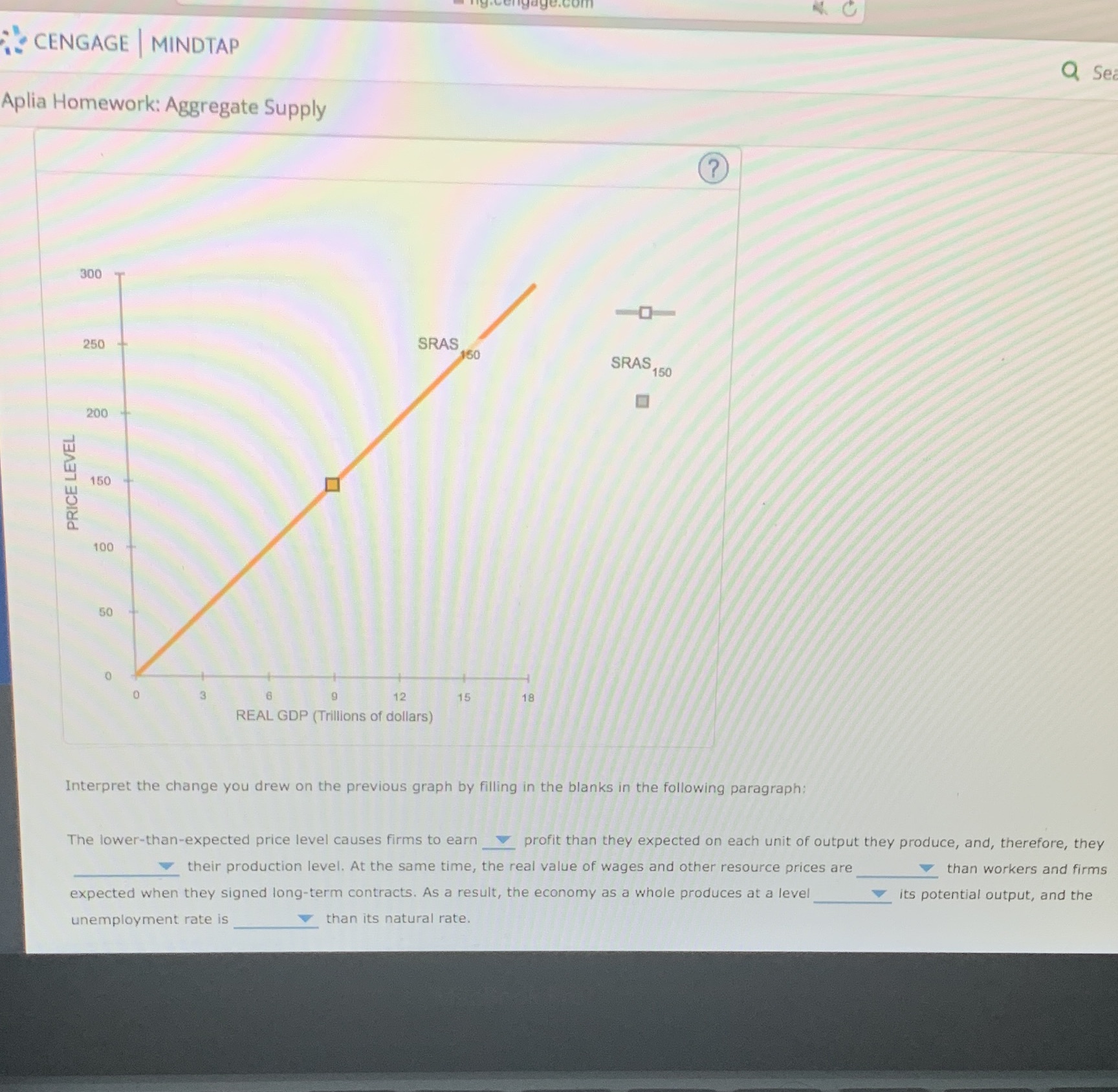 Solve please CENGAGE | MINDTAP Q Sea Aplia Homework: Aggregate Supply (?