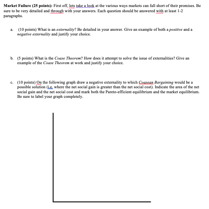 Market Failure (25 points):First off, lets take a look at the various