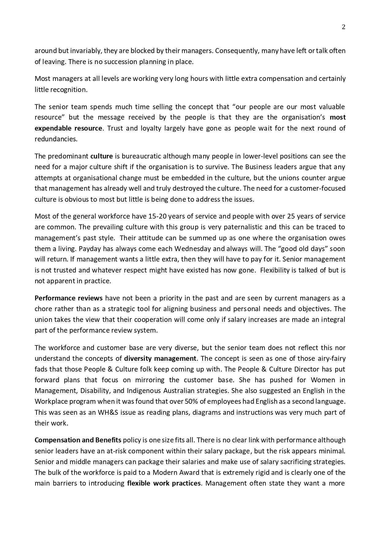 Study and Guidelines The Case Study: The organisationis based in Sydney, Australia