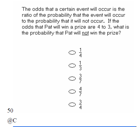 Q50: Why the answer is C? The odds that a certain event