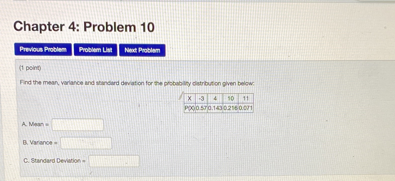  Chapter 4: Problem 10 Previous Problem Problem List Next Problem (1