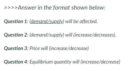 below, show how the market for product X is affected due to