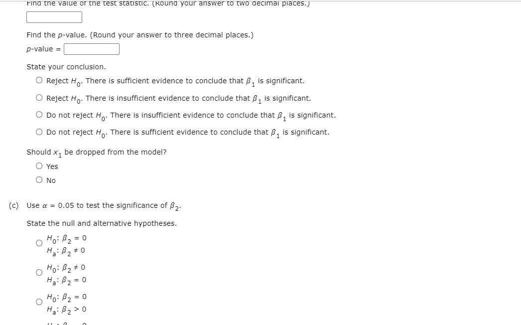 is not equal to zero for the model y = Bo +