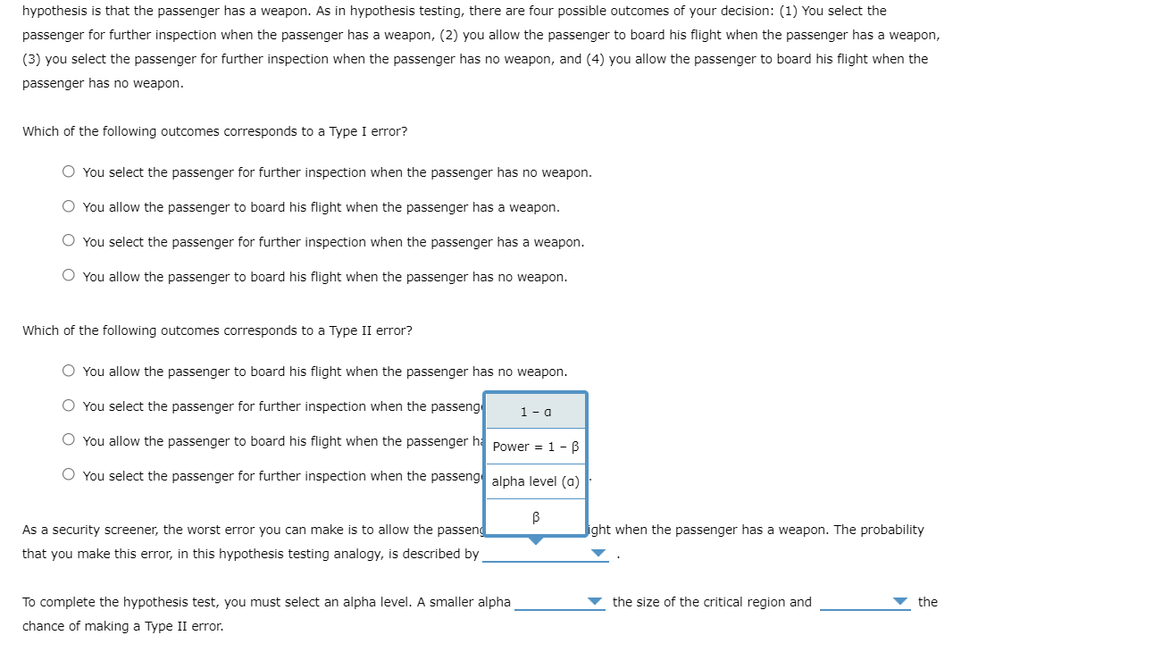 of your decision to reject or not reject the null hypothesis: (1)
