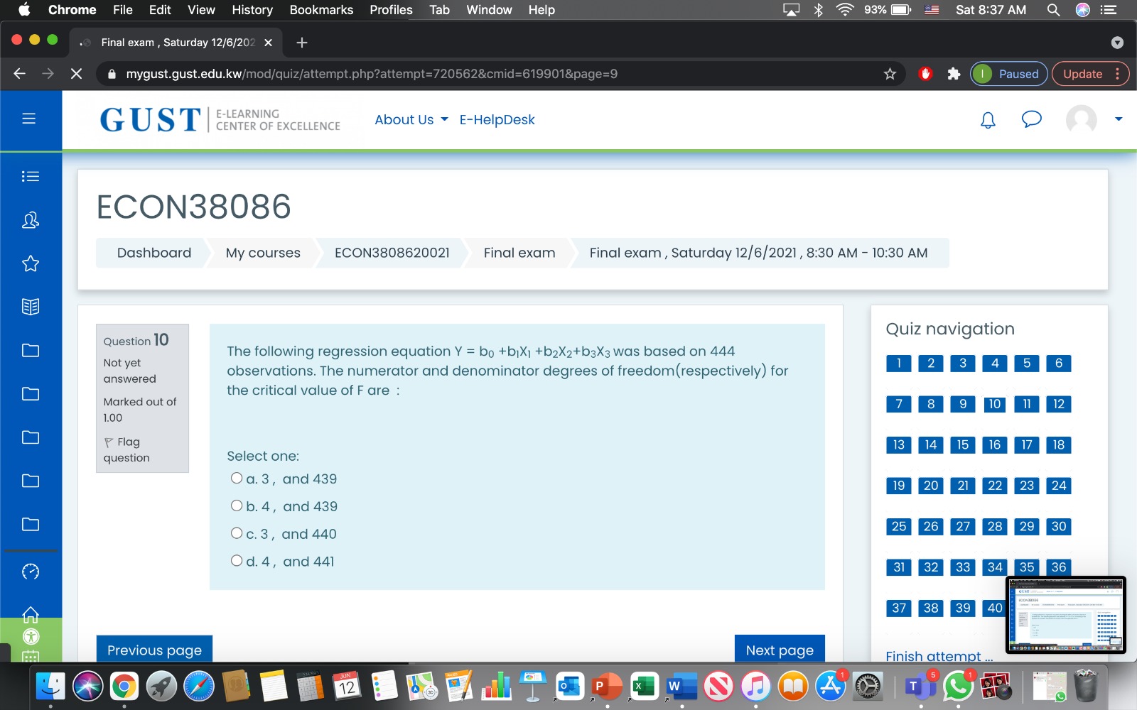 8:36 AM Q OE Final exam , Saturday 12/6/202 x Class :