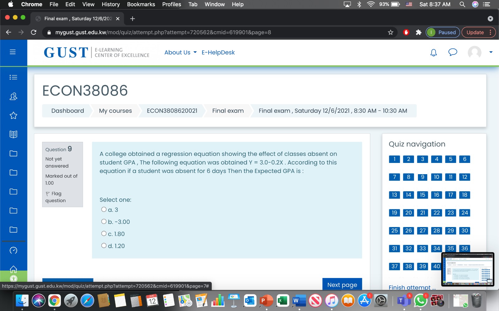 exam , Saturday 12/6/202 x X mygust.gust.edu.kw/mod/quiz/attempt.php?attempt=720562&cmid=619901&page=9 # 1 Paused Update :