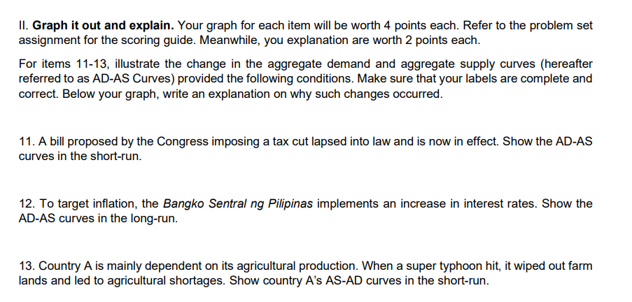 ll. Graph it out and explain. Your graph for each item