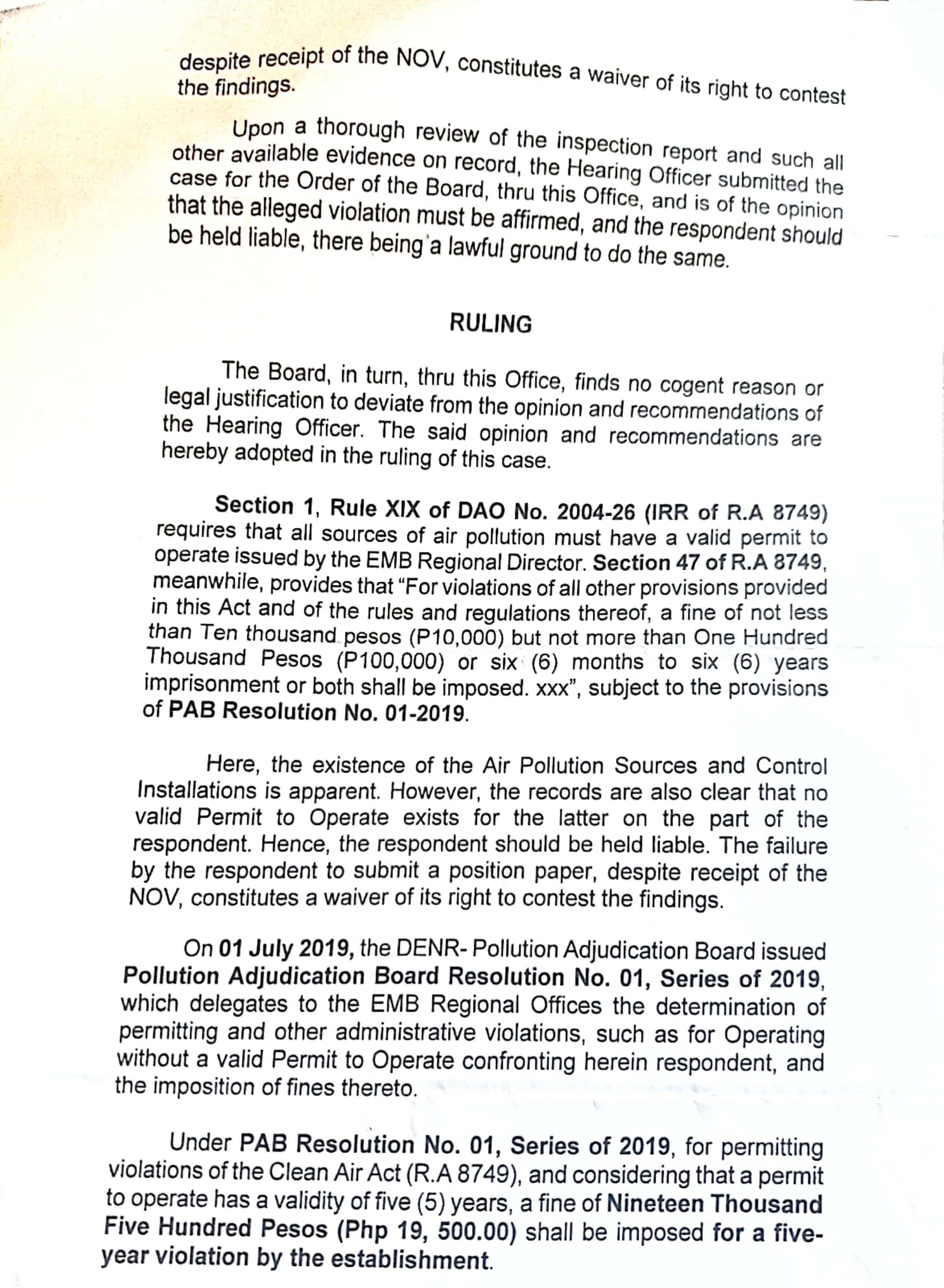 case of Respondent docketed as DENR-PAB Case No. Records of the case