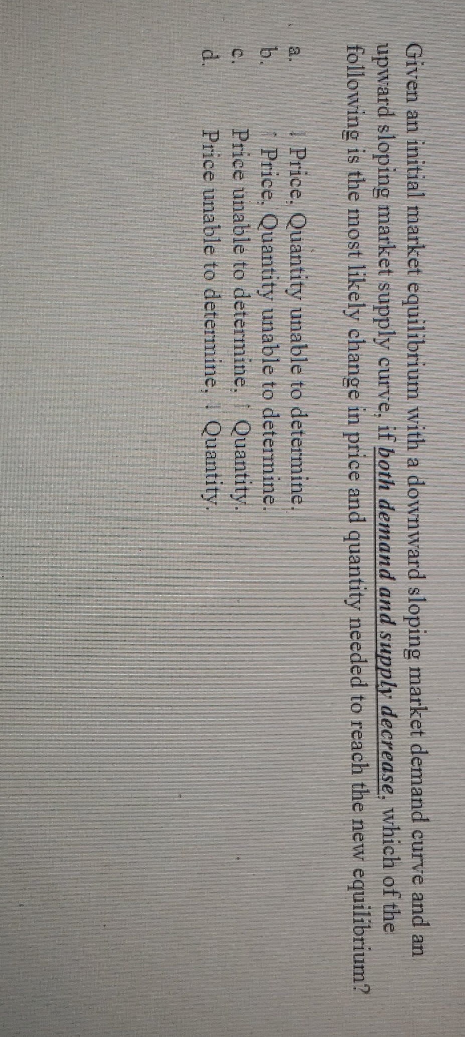 What do I do here? Given an initial market equilibrium with a