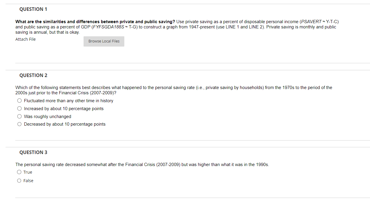 (https://fred.stlouisfed.org/) QUESTION 1 What are the similarities and differences between private and